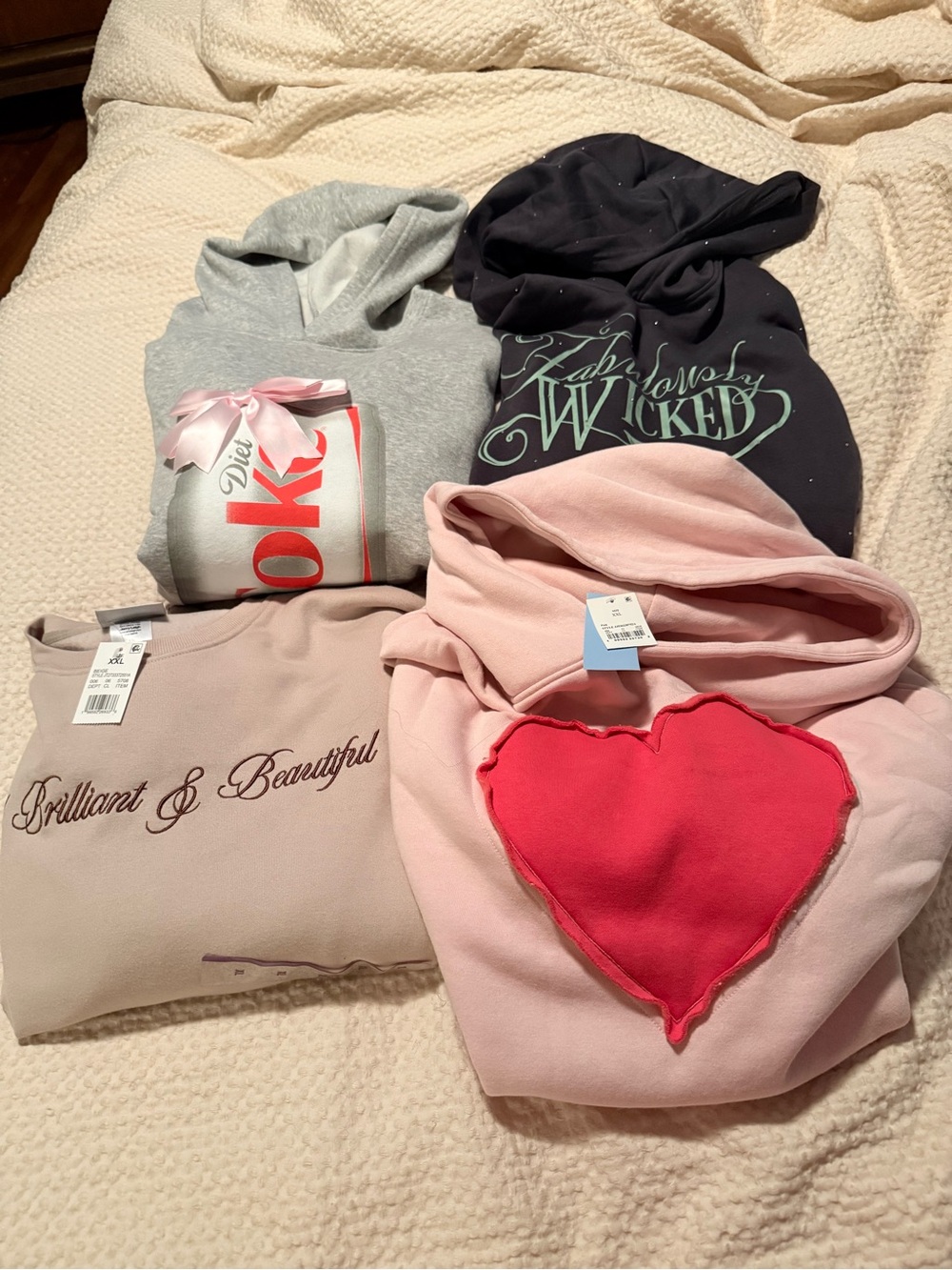 Assorted Girls' Hoodies - Pink Heart, Gray Diet Coke, Script & Wicked